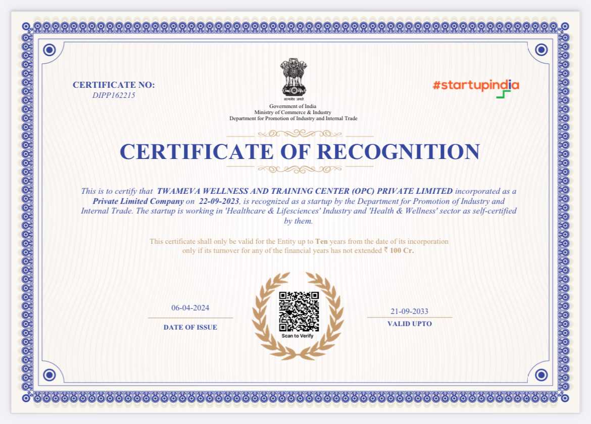 Start Up India Certificate